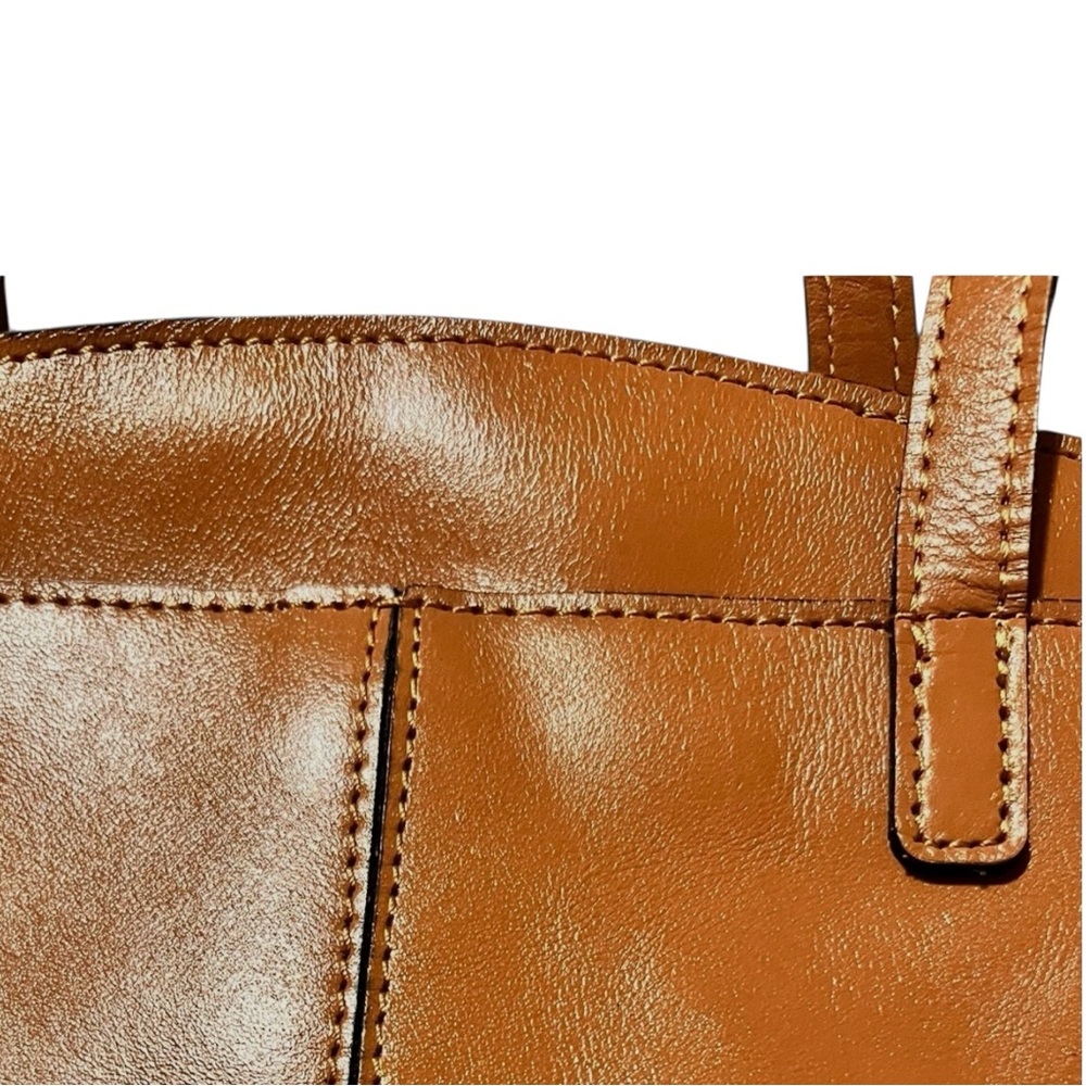 Patricia Nash Prescott Tote Shoulder Bag in hand tooled in Cognac Brown. - Picture 5 of 16